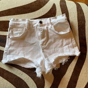 Blank NYC White cutoff shorts